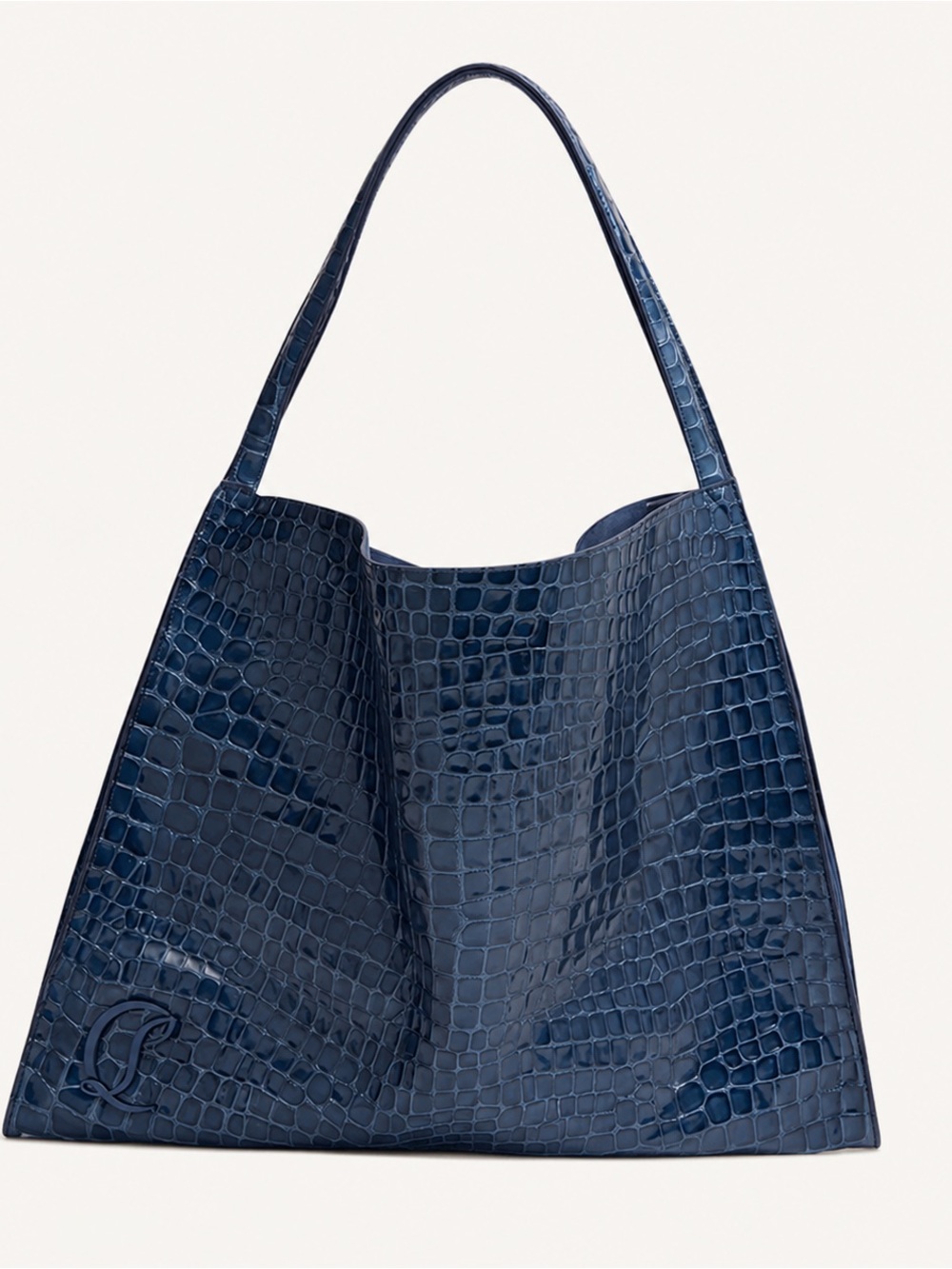 Christian Louboutin Le 54 Croc Embossed Leather Drawstring Tote In Blue $2890